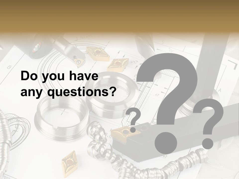 Lathe Tool, Drill And Workpiece Laid On The Blueprint PowerPoint Template