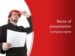 Inspector Checking Out How The Construction Is Going On PowerPoint Template