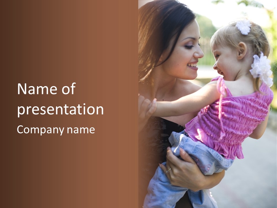 Happy Mother With Kid Outdoor PowerPoint Template