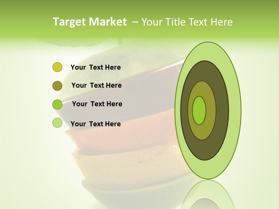 Composition Made From Pieces Of Apple,Lemon And Orange On Isolated Green Background PowerPoint Template