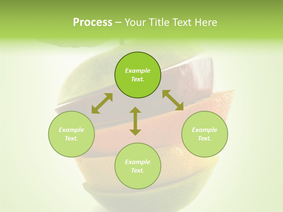 Composition Made From Pieces Of Apple,Lemon And Orange On Isolated Green Background PowerPoint Template