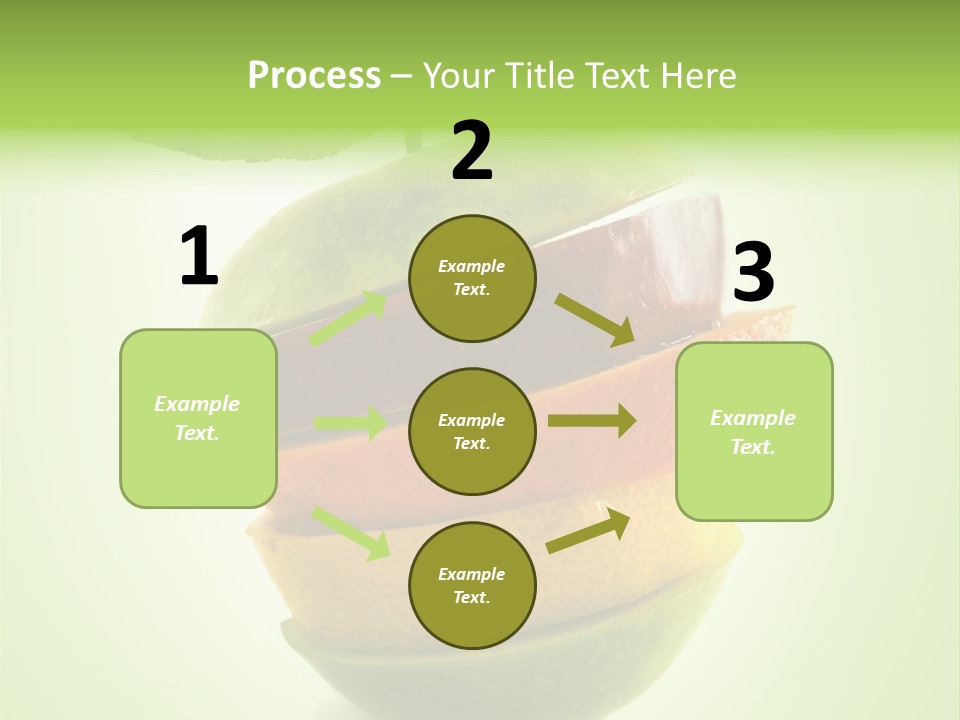 Composition Made From Pieces Of Apple,Lemon And Orange On Isolated Green Background PowerPoint Template