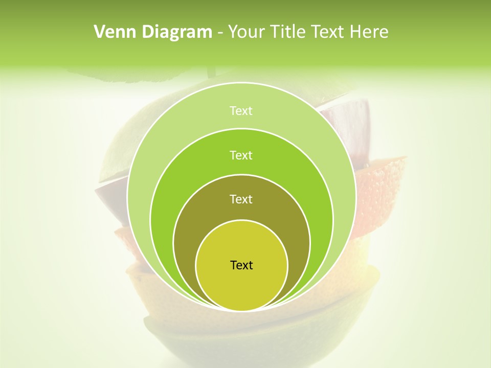 Composition Made From Pieces Of Apple,Lemon And Orange On Isolated Green Background PowerPoint Template