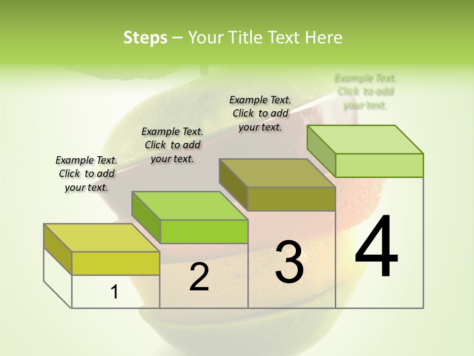 Composition Made From Pieces Of Apple,Lemon And Orange On Isolated Green Background PowerPoint Template