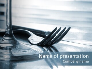 Place Setting - Close-Up Of Knife, Fork, Glass - Toned PowerPoint Template