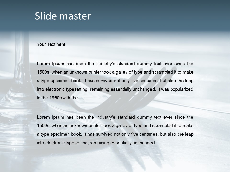 Place Setting - Close-Up Of Knife, Fork, Glass - Toned PowerPoint Template