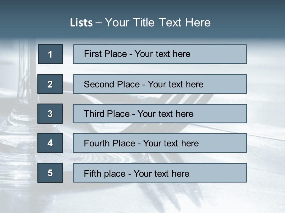 Place Setting - Close-Up Of Knife, Fork, Glass - Toned PowerPoint Template