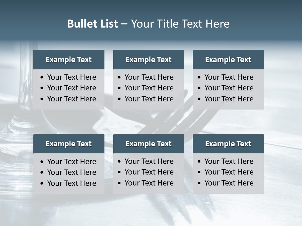 Place Setting - Close-Up Of Knife, Fork, Glass - Toned PowerPoint Template