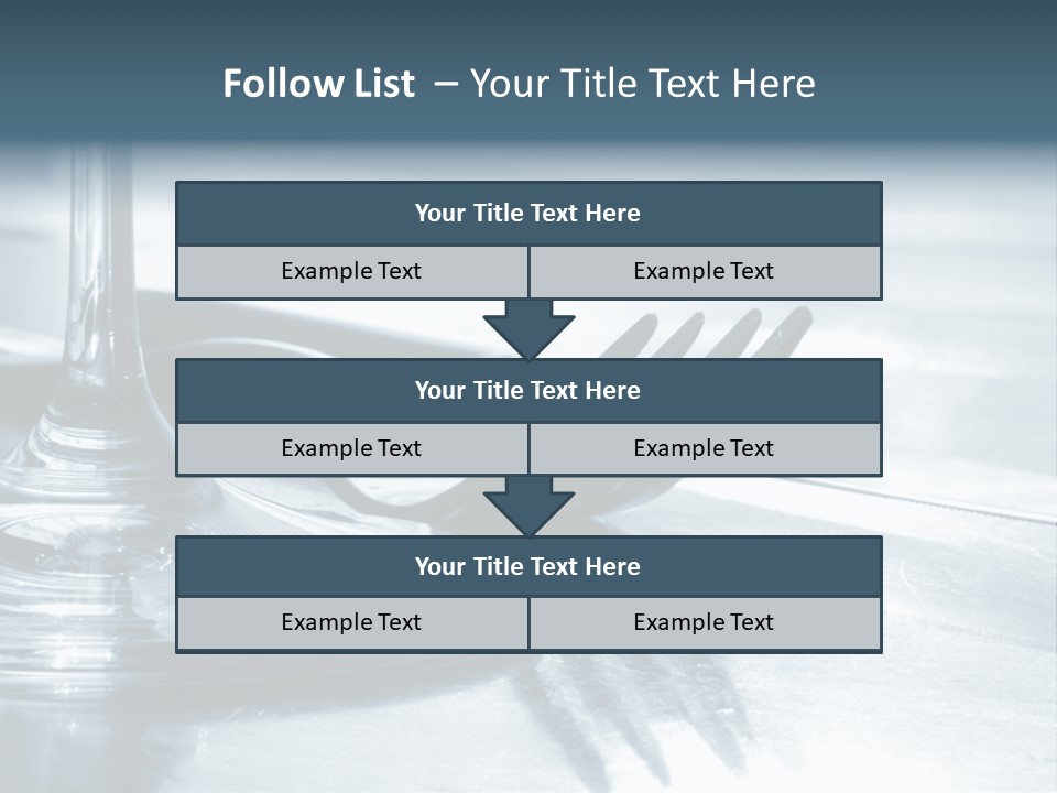 Place Setting - Close-Up Of Knife, Fork, Glass - Toned PowerPoint Template
