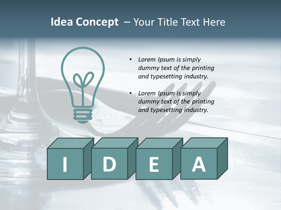 Place Setting - Close-Up Of Knife, Fork, Glass - Toned PowerPoint Template