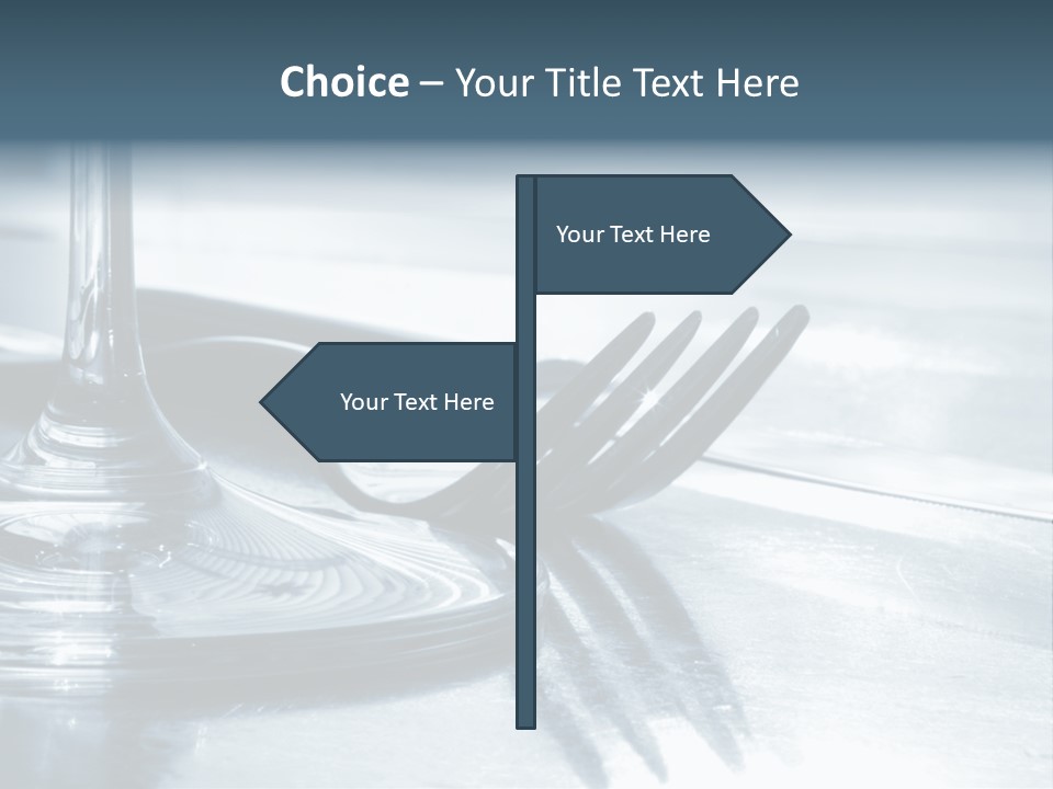 Place Setting - Close-Up Of Knife, Fork, Glass - Toned PowerPoint Template