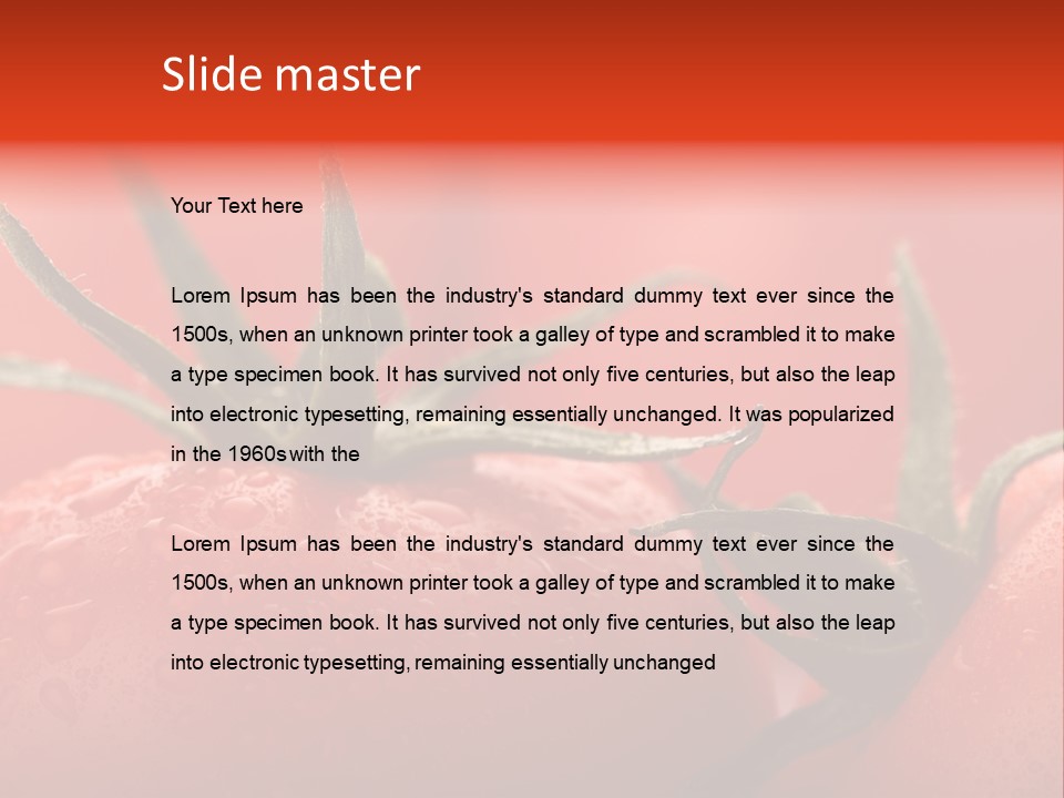 Perfect Fresh Red Wet Tomatoes With Tomato On Background, Very Soft Focus, Super Macro Shot. PowerPoint Template