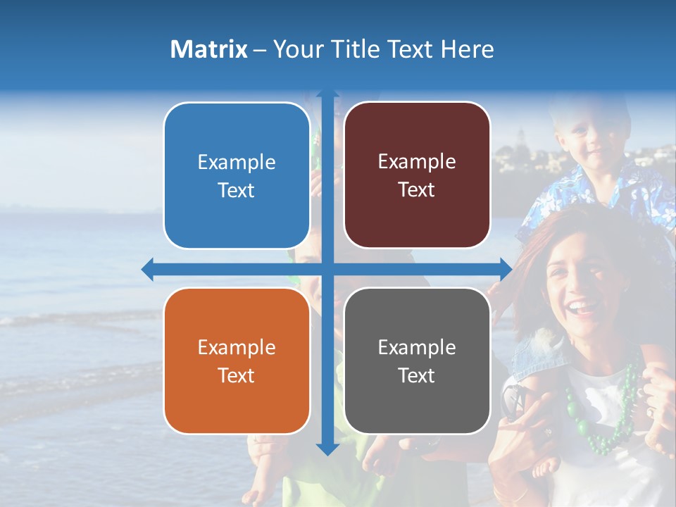 Beautiful Young Family Playing At The Beach In The Morning Sun... PowerPoint Template