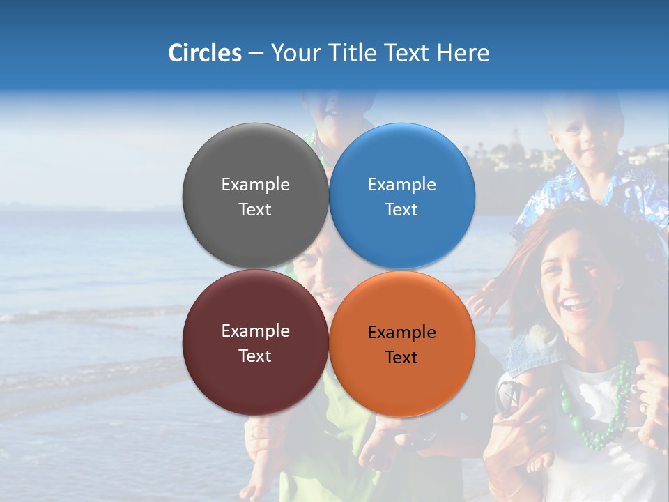 Beautiful Young Family Playing At The Beach In The Morning Sun... PowerPoint Template