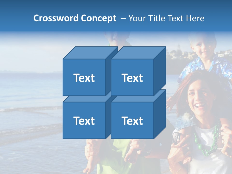 Beautiful Young Family Playing At The Beach In The Morning Sun... PowerPoint Template