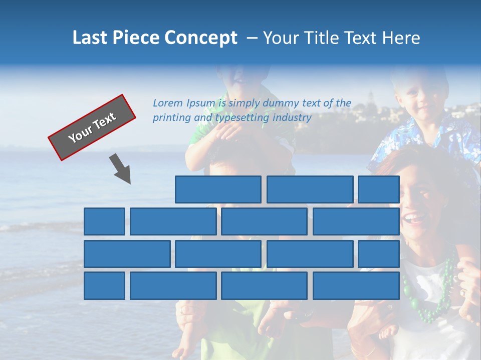 Beautiful Young Family Playing At The Beach In The Morning Sun... PowerPoint Template