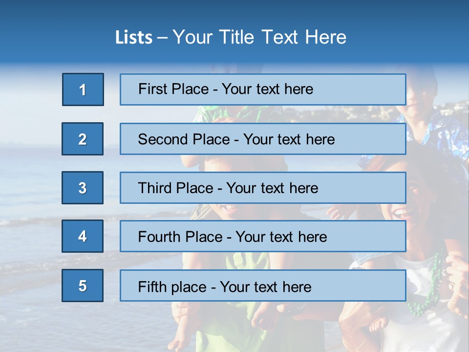 Beautiful Young Family Playing At The Beach In The Morning Sun... PowerPoint Template