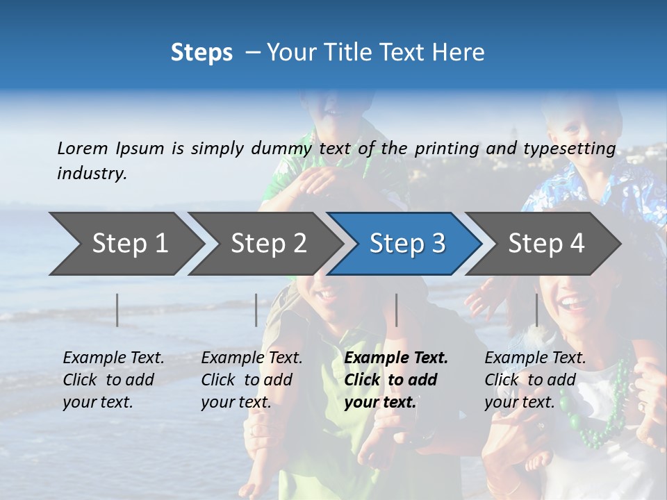 Beautiful Young Family Playing At The Beach In The Morning Sun... PowerPoint Template