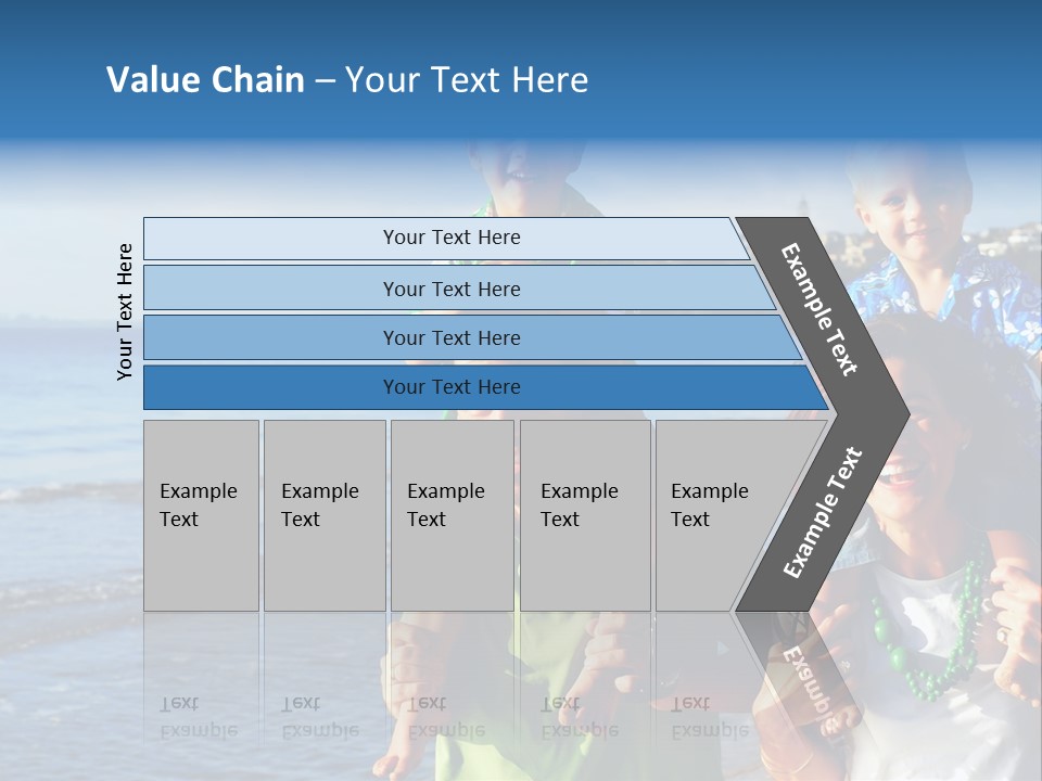 Beautiful Young Family Playing At The Beach In The Morning Sun... PowerPoint Template