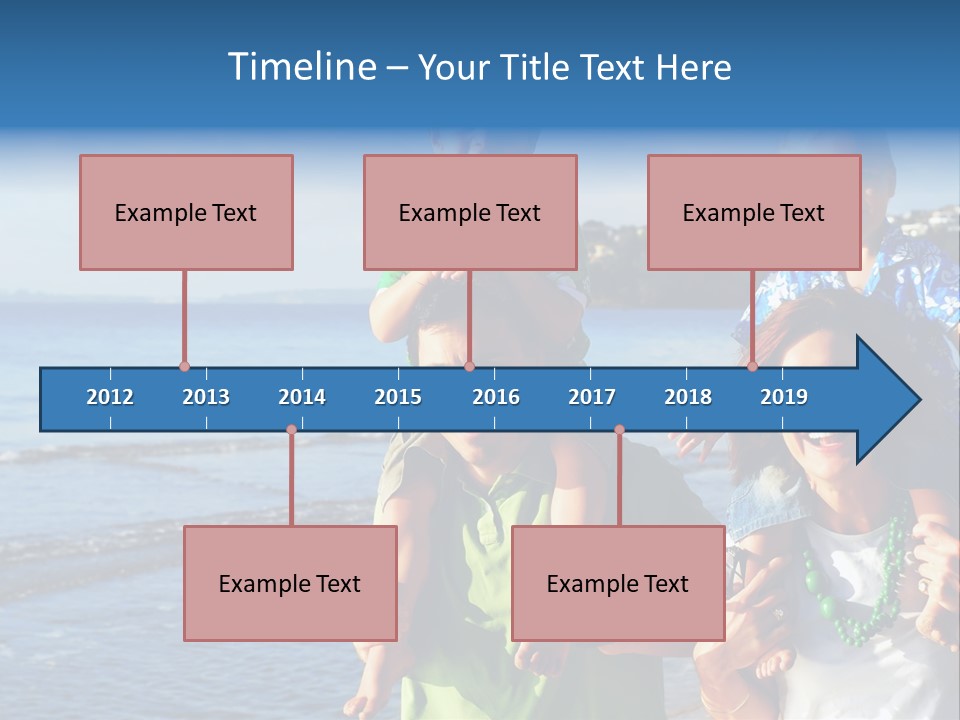 Beautiful Young Family Playing At The Beach In The Morning Sun... PowerPoint Template