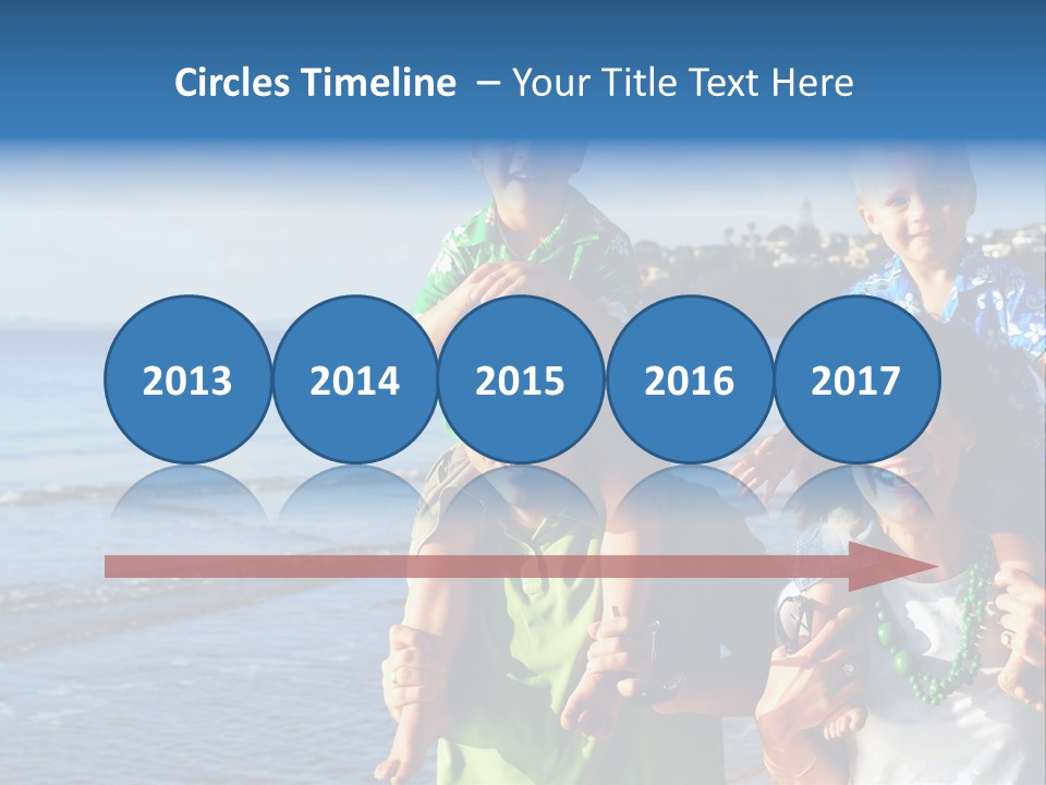 Beautiful Young Family Playing At The Beach In The Morning Sun... PowerPoint Template