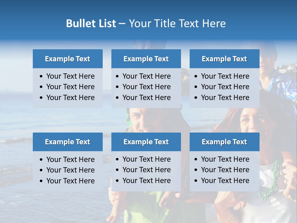 Beautiful Young Family Playing At The Beach In The Morning Sun... PowerPoint Template