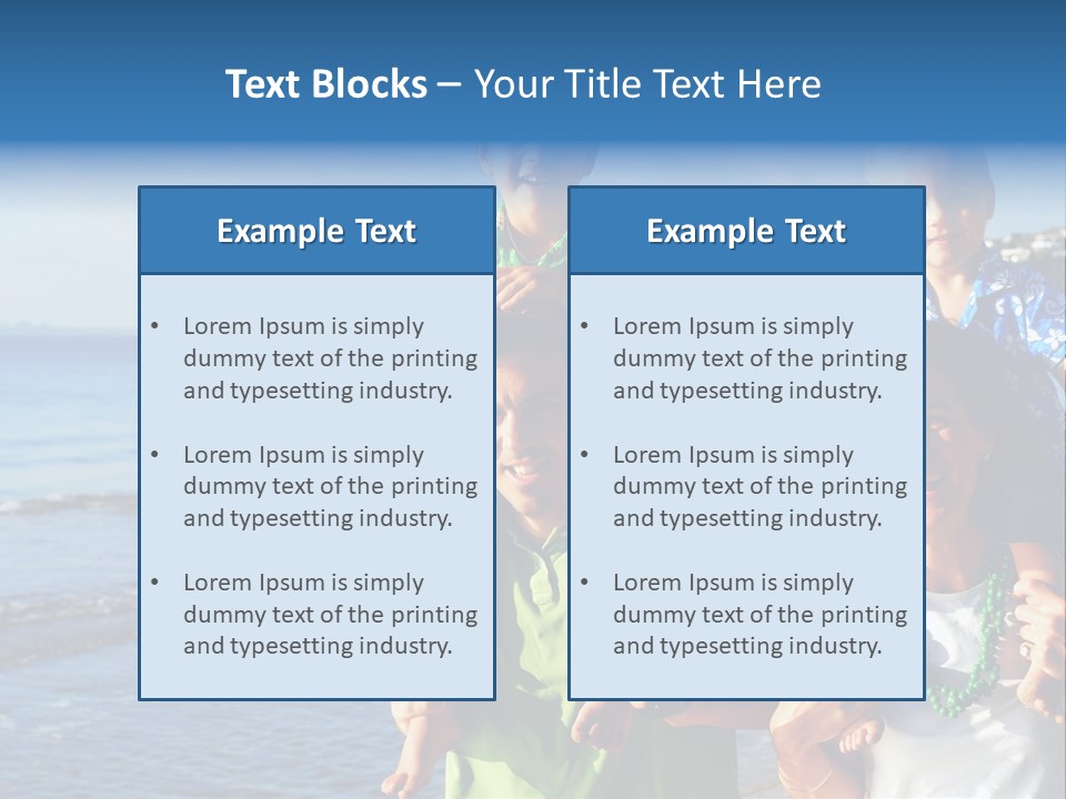 Beautiful Young Family Playing At The Beach In The Morning Sun... PowerPoint Template
