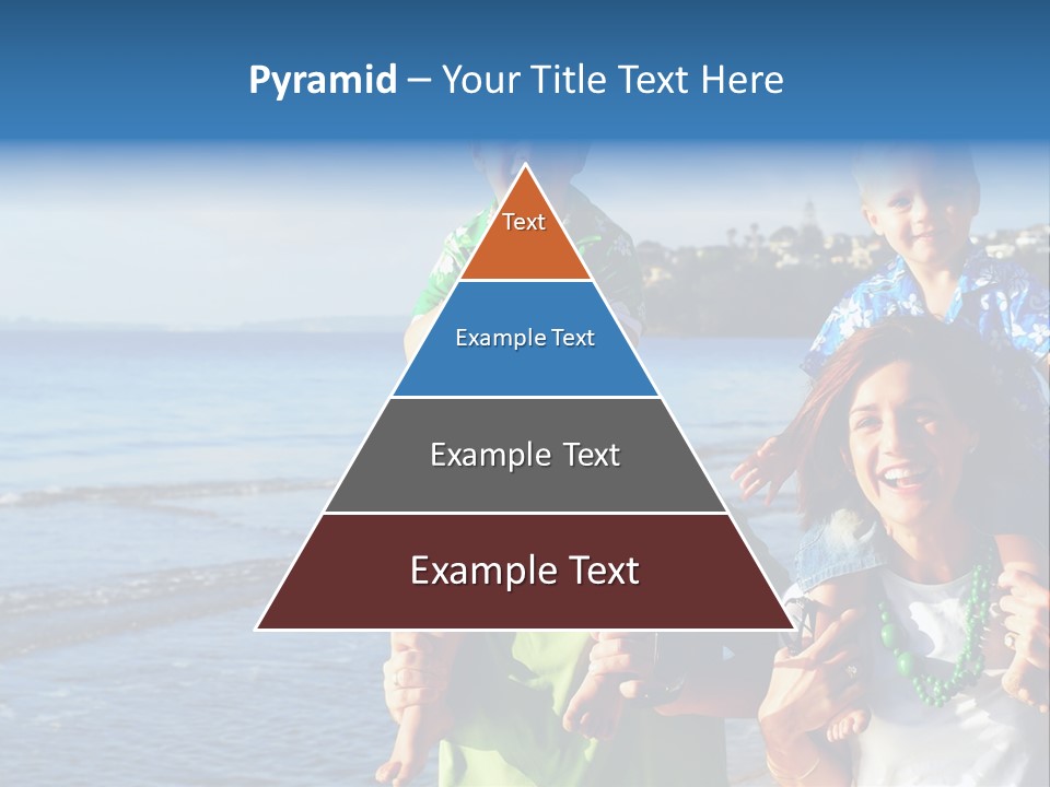 Beautiful Young Family Playing At The Beach In The Morning Sun... PowerPoint Template