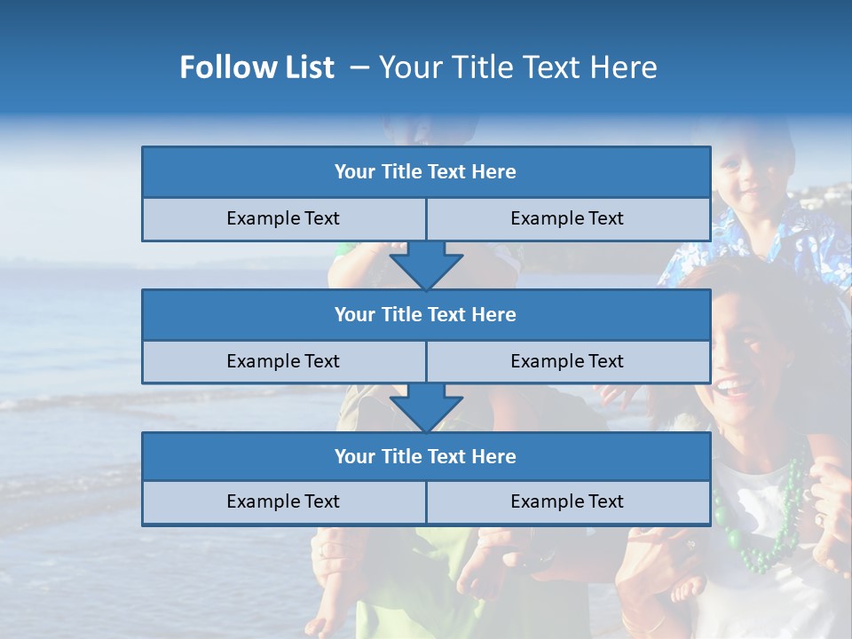 Beautiful Young Family Playing At The Beach In The Morning Sun... PowerPoint Template