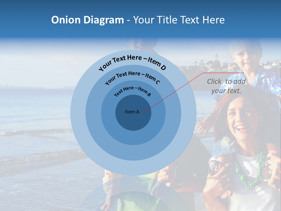 Beautiful Young Family Playing At The Beach In The Morning Sun... PowerPoint Template