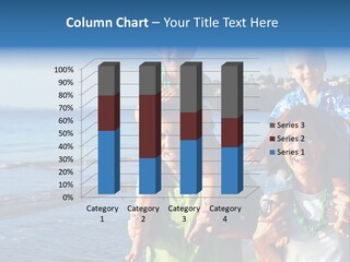 Beautiful Young Family Playing At The Beach In The Morning Sun... PowerPoint Template