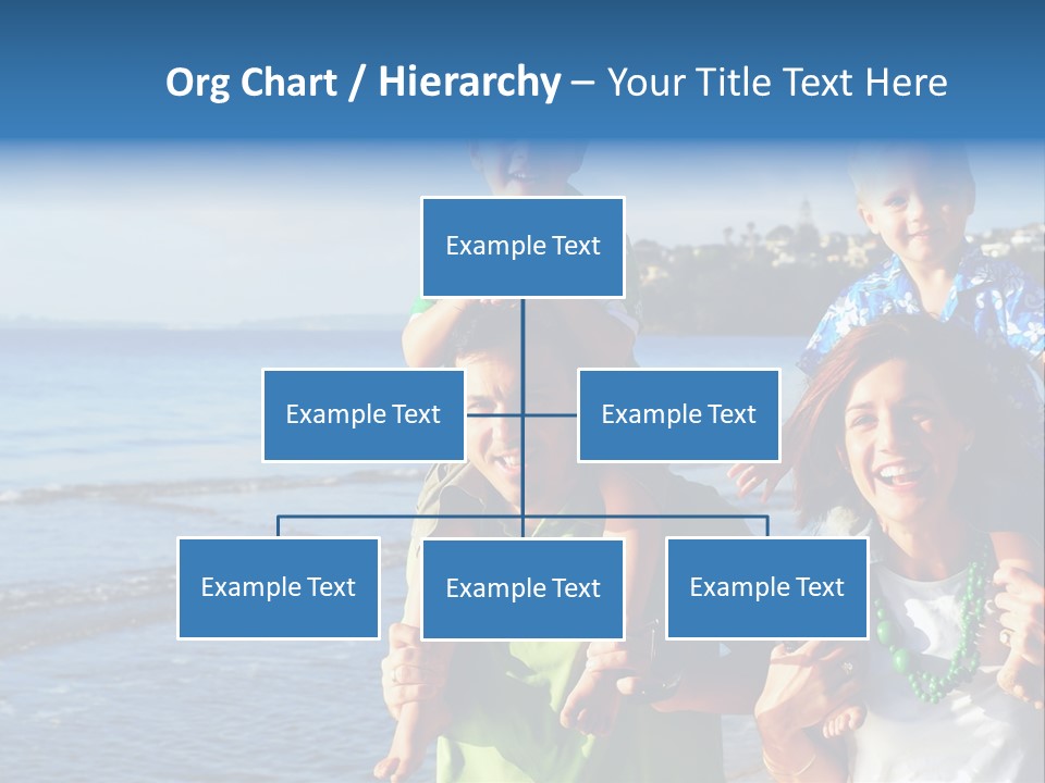 Beautiful Young Family Playing At The Beach In The Morning Sun... PowerPoint Template