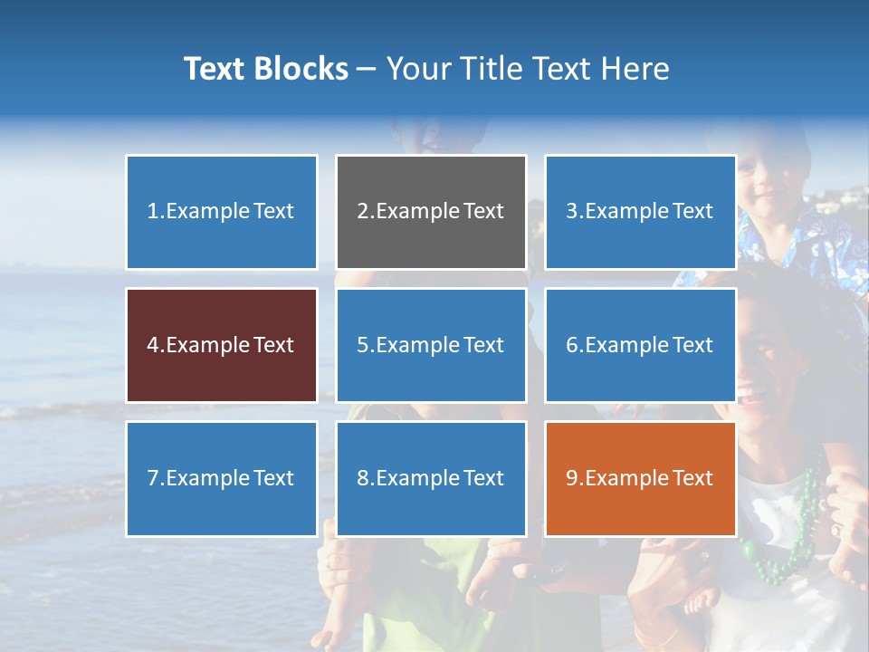 Beautiful Young Family Playing At The Beach In The Morning Sun... PowerPoint Template