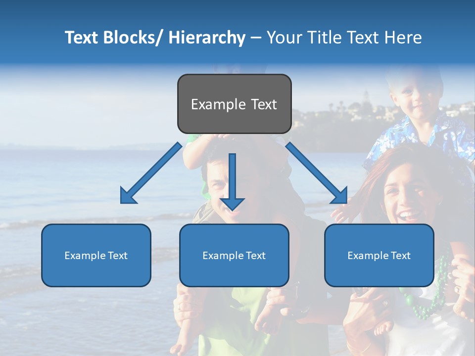 Beautiful Young Family Playing At The Beach In The Morning Sun... PowerPoint Template