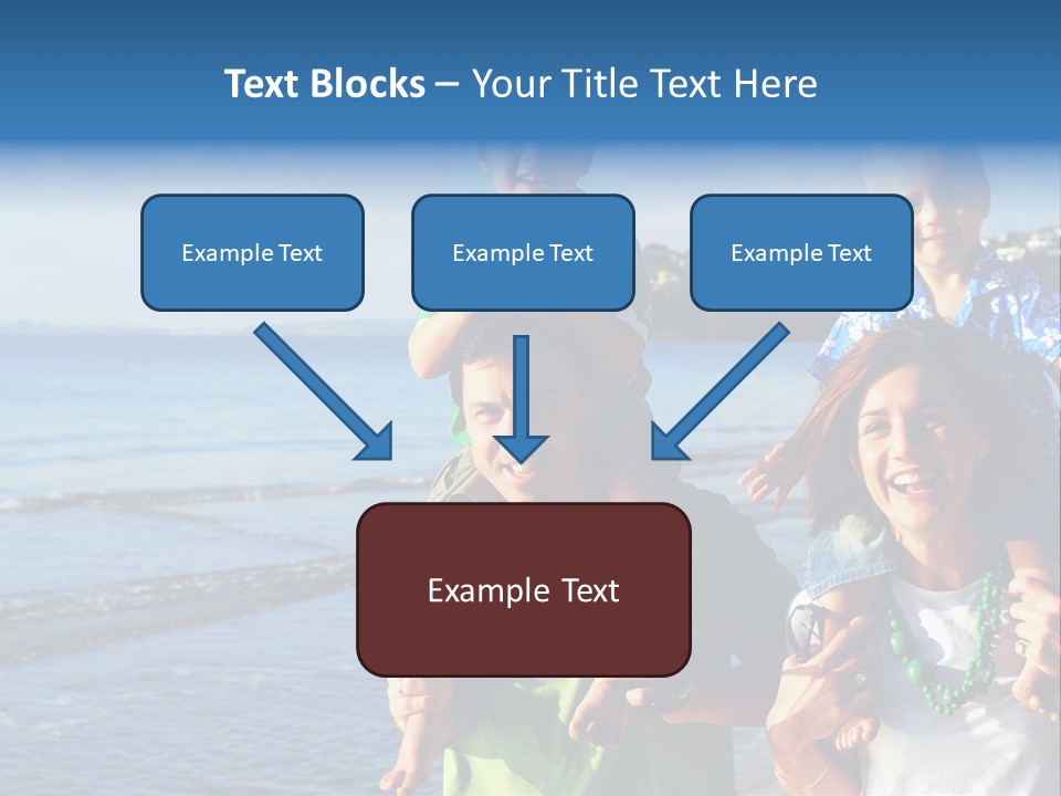Beautiful Young Family Playing At The Beach In The Morning Sun... PowerPoint Template