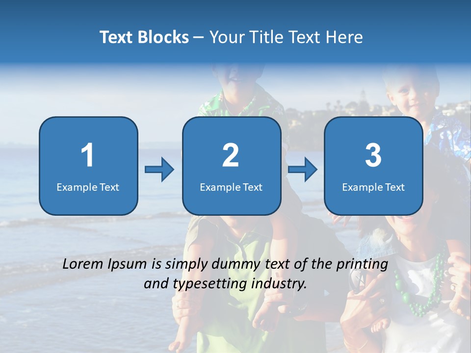 Beautiful Young Family Playing At The Beach In The Morning Sun... PowerPoint Template