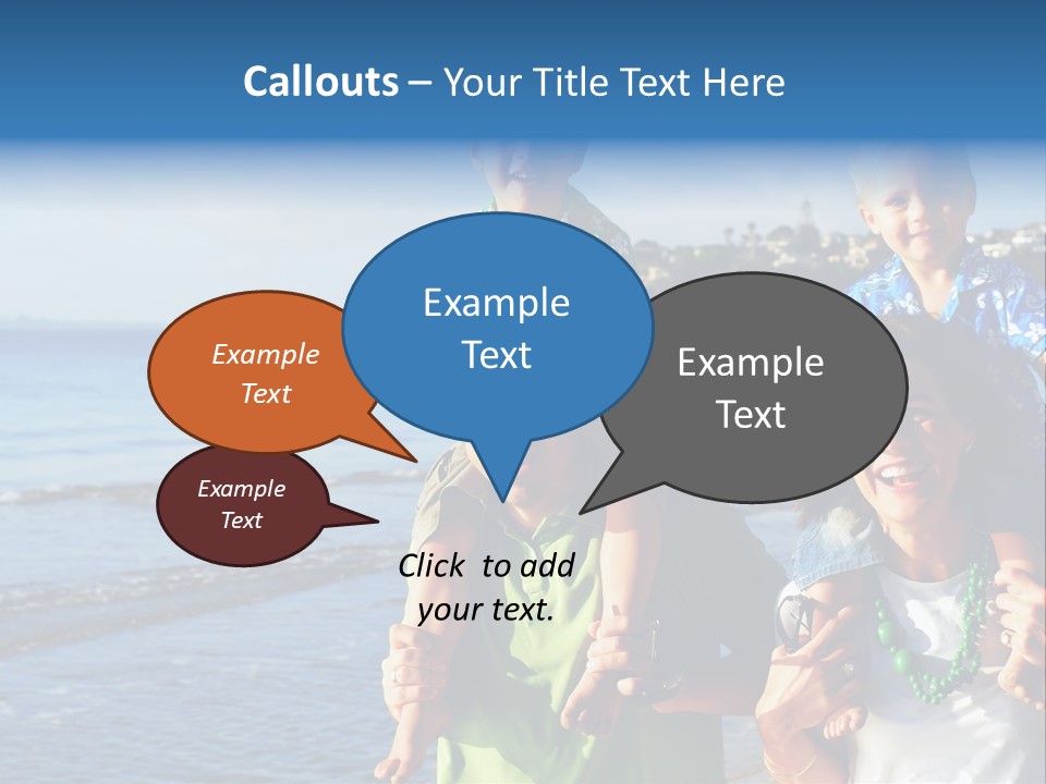 Beautiful Young Family Playing At The Beach In The Morning Sun... PowerPoint Template
