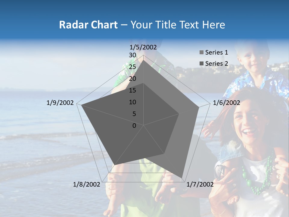 Beautiful Young Family Playing At The Beach In The Morning Sun... PowerPoint Template