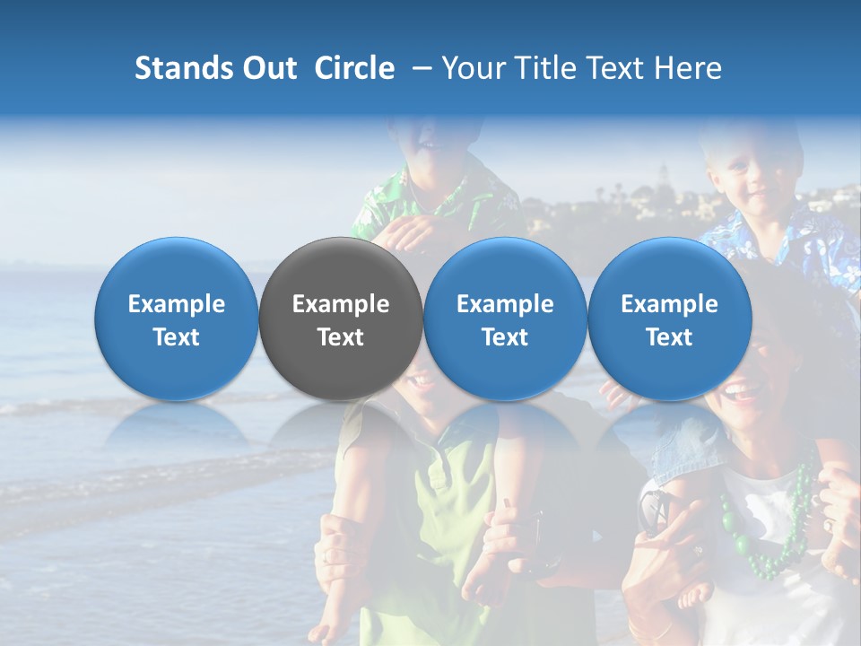 Beautiful Young Family Playing At The Beach In The Morning Sun... PowerPoint Template