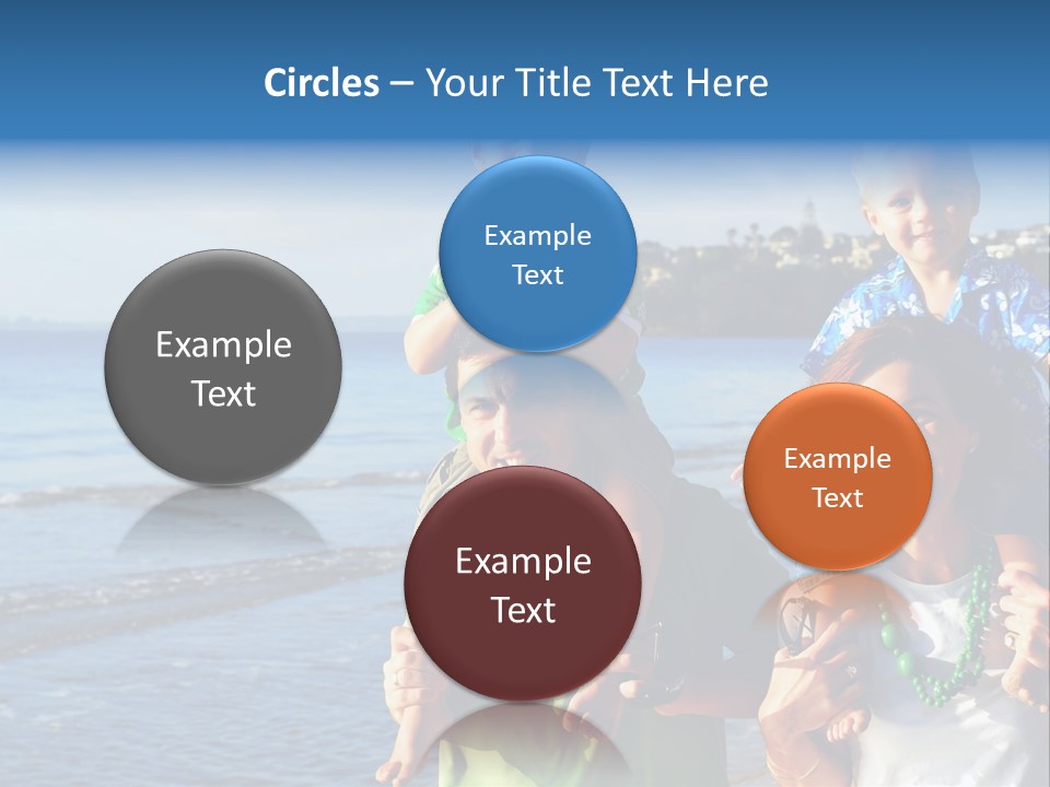 Beautiful Young Family Playing At The Beach In The Morning Sun... PowerPoint Template