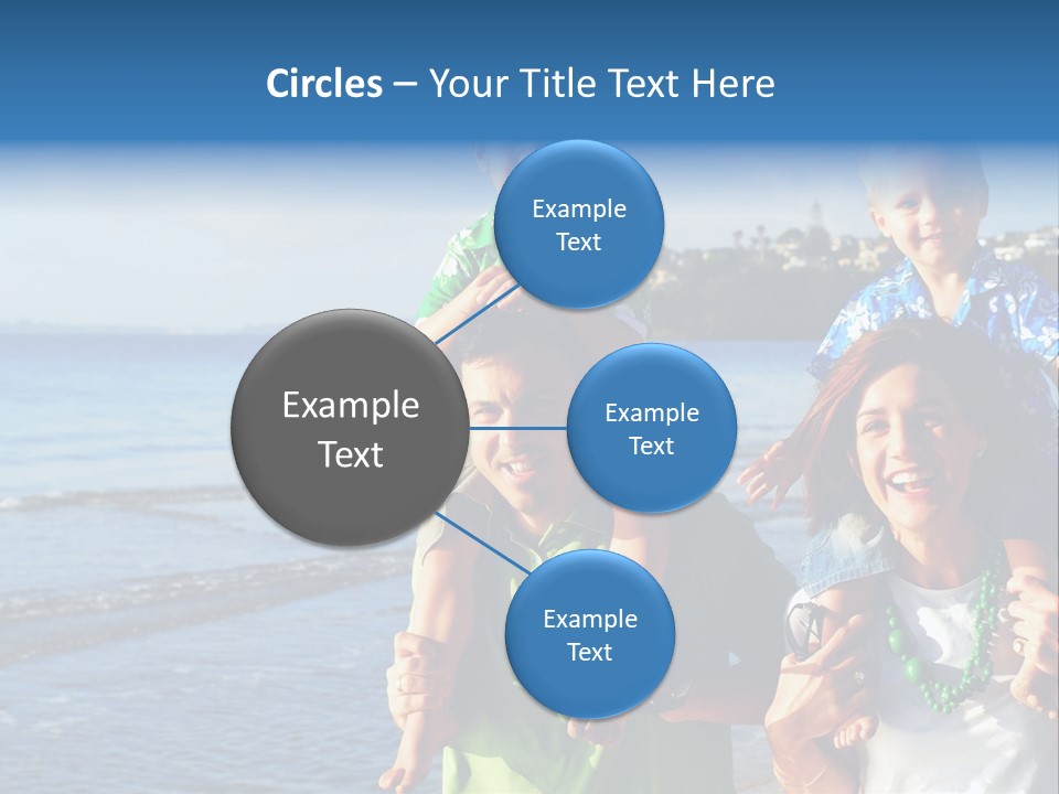 Beautiful Young Family Playing At The Beach In The Morning Sun... PowerPoint Template