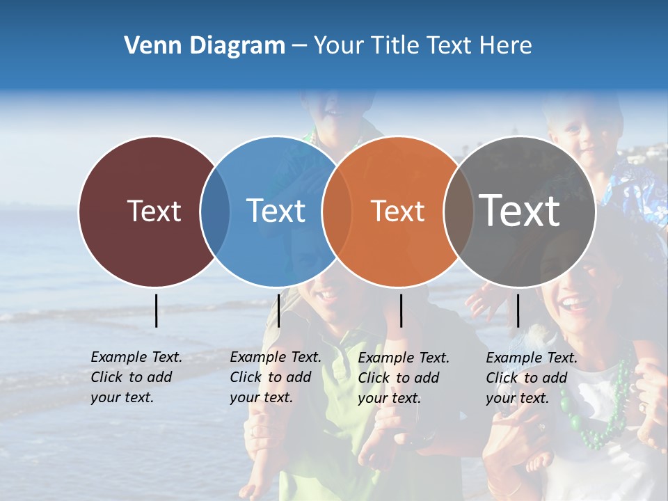 Beautiful Young Family Playing At The Beach In The Morning Sun... PowerPoint Template