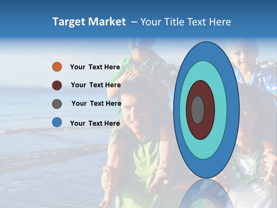 Beautiful Young Family Playing At The Beach In The Morning Sun... PowerPoint Template