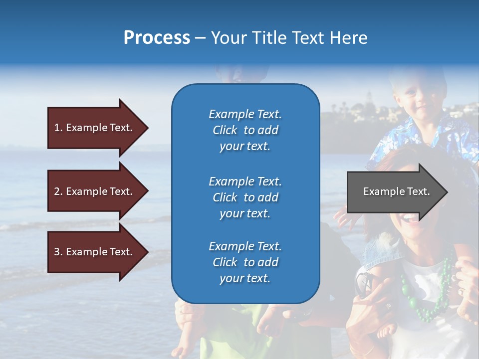 Beautiful Young Family Playing At The Beach In The Morning Sun... PowerPoint Template