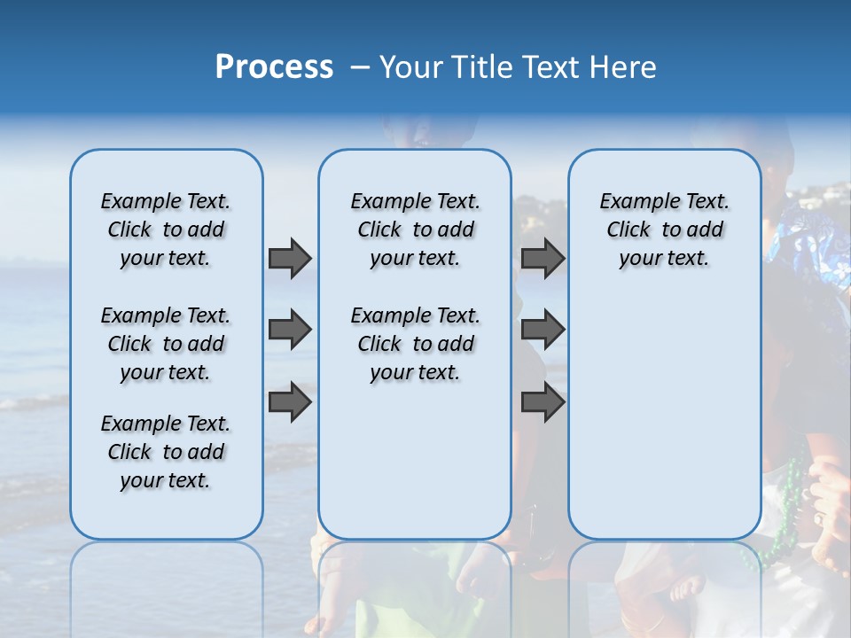 Beautiful Young Family Playing At The Beach In The Morning Sun... PowerPoint Template