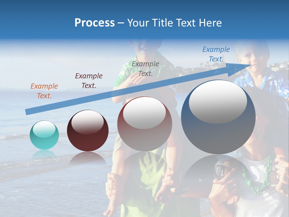 Beautiful Young Family Playing At The Beach In The Morning Sun... PowerPoint Template