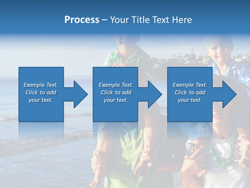Beautiful Young Family Playing At The Beach In The Morning Sun... PowerPoint Template