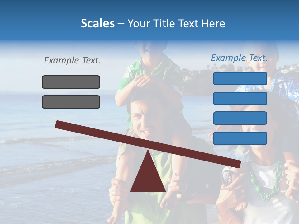 Beautiful Young Family Playing At The Beach In The Morning Sun... PowerPoint Template