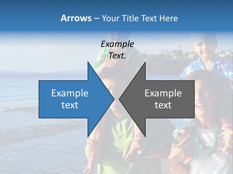 Beautiful Young Family Playing At The Beach In The Morning Sun... PowerPoint Template