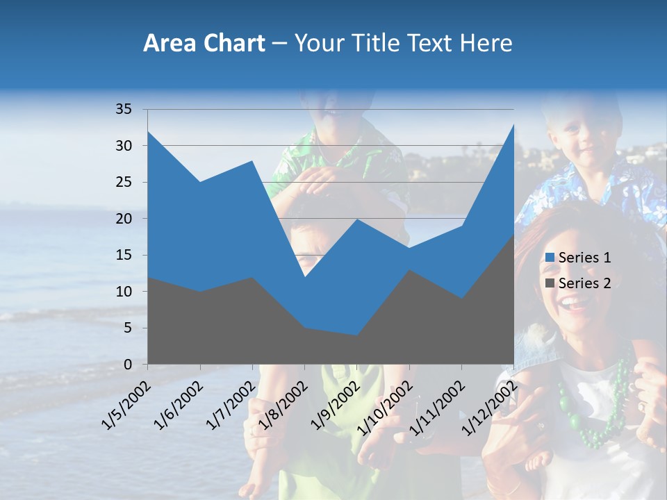 Beautiful Young Family Playing At The Beach In The Morning Sun... PowerPoint Template